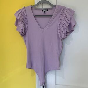 Express Lilac Ruffle Sleeve Bodysuit